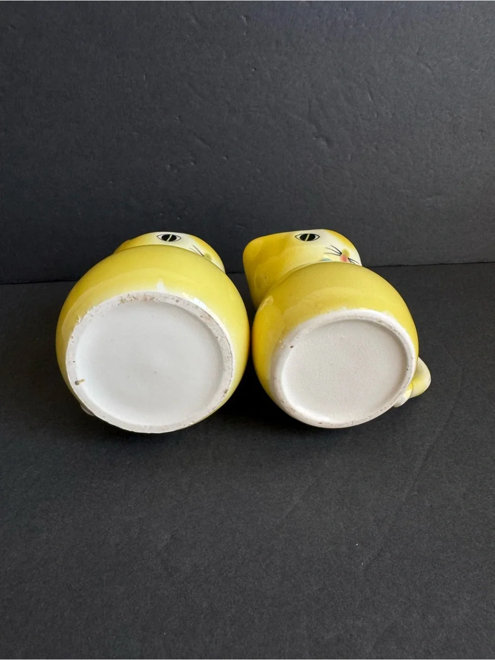 Lipper & Mann Yellow Cat Creamer Sugar Bowl Anthropomorphic Vintage 50s Kitten